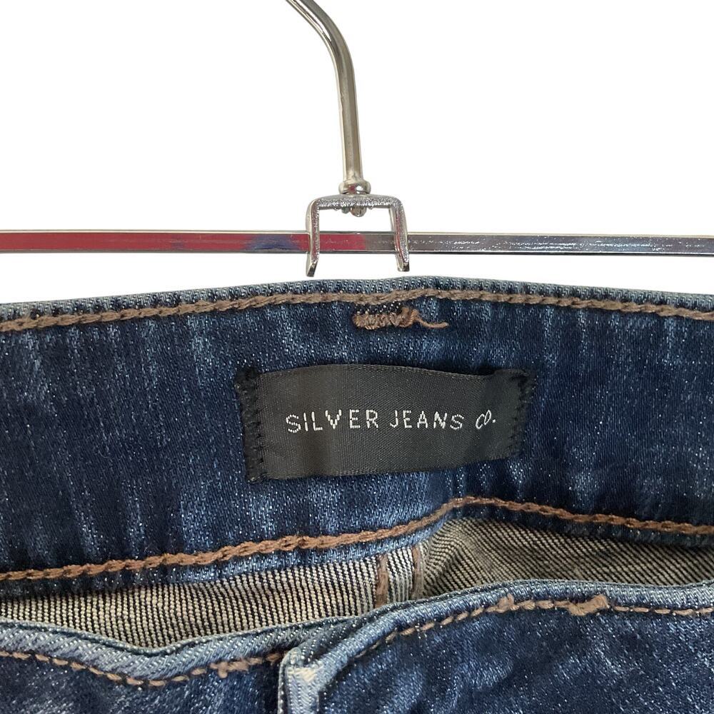 Silver Jeans Co. Elyse Curvy Mid Rise Slim Cuffed Crop Jeans Dark Wash Size 27 - Picture 3 of 11